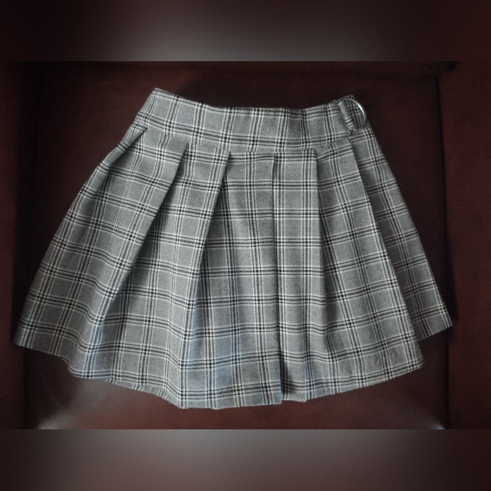 Zara Kids School Girl Plaid Black Gray Skirt